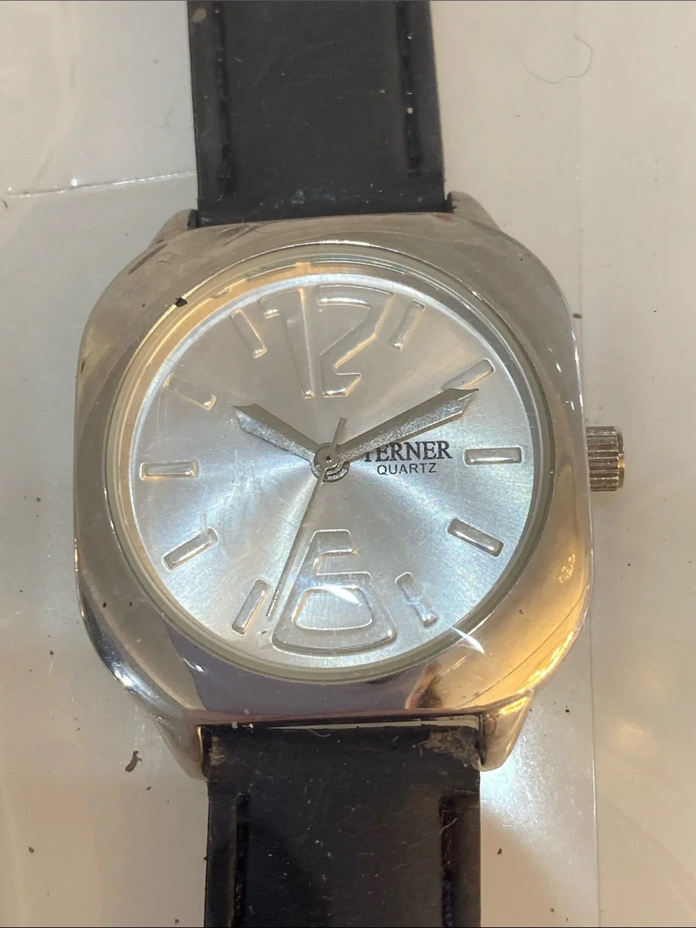 Bijoux Terner Black Strap silver-Tone Case Men's Watch